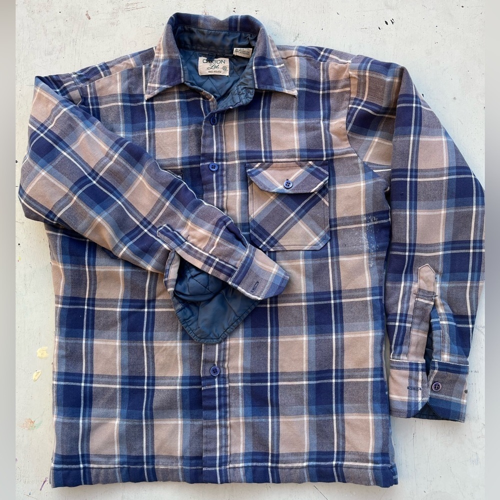 Men's Vintage Oakton Shacket Multicolor Plaid Lined S‎ Heavy Work Chore Korea